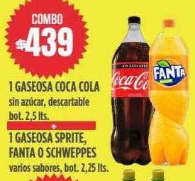 Supermercados Vea 1 gaseosa coca cola + 1 gaseosa sprite fanta o schweppes oferta