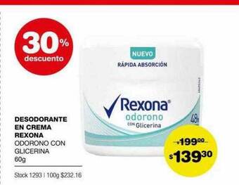 Atomo Conviene Desodorante en crema rexona 30% descuento oferta