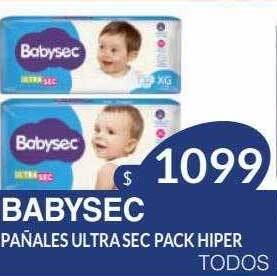 Masivos Babysec pañales ultra sec pack hiper oferta
