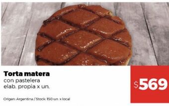 Disco Torta matera con pastelera elab. propia x un oferta