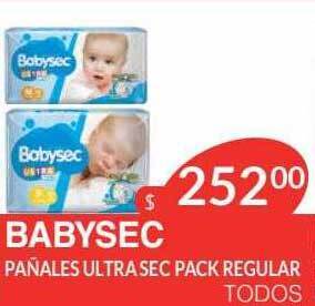Masivos Babysec pañales ultra sec pack regular oferta