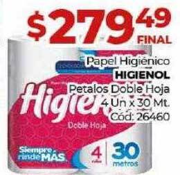 Diarco Papel higiénico higienol petalos doble hoja oferta