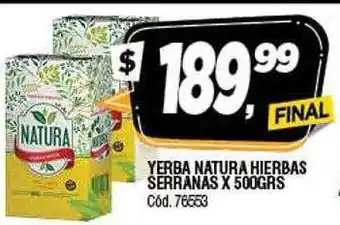 Supermercados Yaguar Yerba natural hierbas serranas oferta