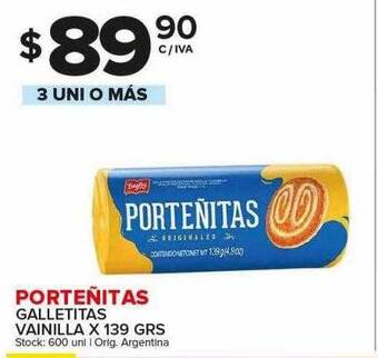 Carrefour Maxi Porteñitas galletitas vainilla oferta
