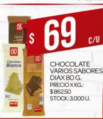 Supermercados DIA Chocolate Varios Sabores Dia x 80g oferta