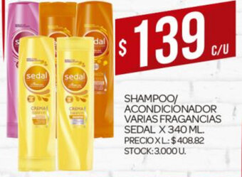 Supermercados DIA Shampoo/ Acondicionador varias Fragancias Sedal x 340ml oferta