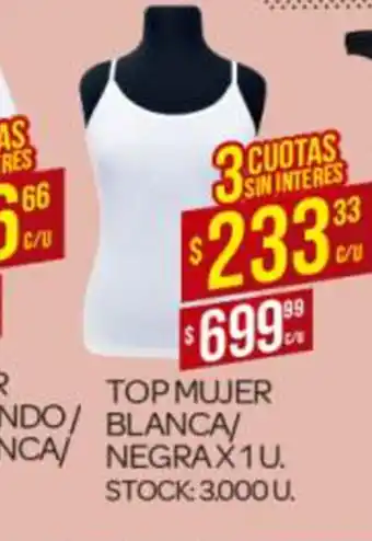 Supermercados DIA Top Mujer Blanca/ Negra x 1U oferta