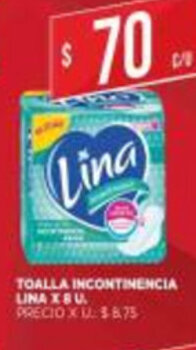 Supermercados DIA Toalla Incontinencia Lina x 8U oferta