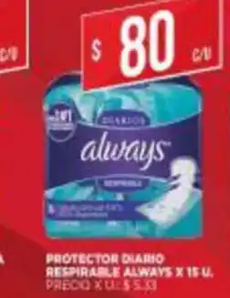 Supermercados DIA Protector Diario Respirable Always x 15U oferta