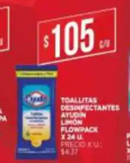 Supermercados DIA Toallitas Desinfectantes Ayudin Limón Flowpack x 24U oferta