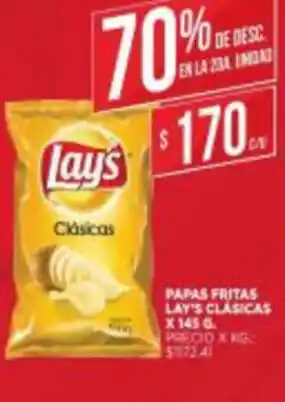 Supermercados DIA Papas Fritas Lay's Clásicas x 145g oferta