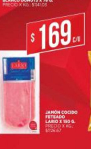 Supermercados DIA Jamón Cocido Feteado Lario x 150g oferta