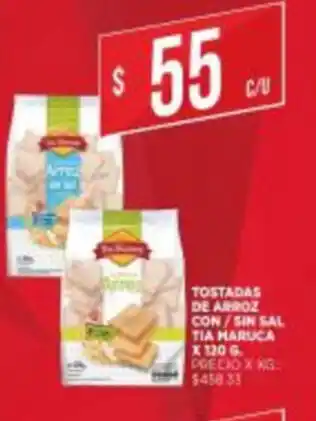 Supermercados DIA Tostadas de Arrox Con / Sin Sal Tia Maruca x 120g oferta
