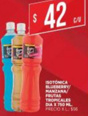 Supermercados DIA Isotónica Blueberry/ Manzana/ Frutas Tropicales dia x 750ml oferta