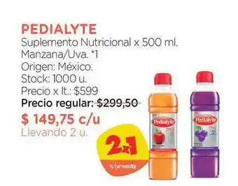 Farmacity Pedialyte Suplemento Nutricional Manzana Uva oferta