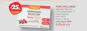 Farmacity Pure Wellness Arándano Rojo Ury X 30 Comprimidos oferta