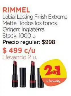 Farmacity Rimmel Labial Lastin Finish Extreme Matte oferta