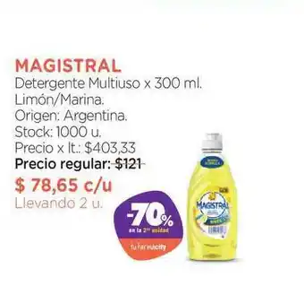 Farmacity Magistral Detergente Multiuso Limón Marina -70% En La 2a Unidad oferta