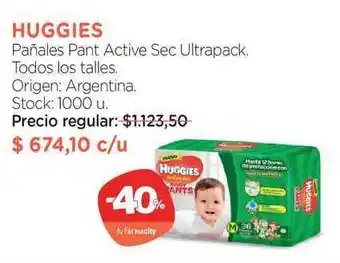 Farmacity Huggies Pañales Pant Active Sec Ultrapack oferta