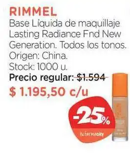 Farmacity Rimmel Base Líquida De Maquillaje Lasting Radiance Fnd New oferta