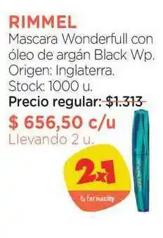 Farmacity Rimmel Mascara Wonerful Con óleo De Argán Black Wp oferta