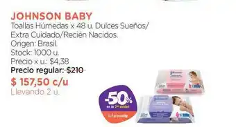 Farmacity Johnson Baby Toallas Húmedas Dulces Sueños Extra Cuiadado Recién Nacidos oferta