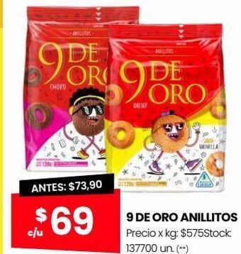 Changomas Anillitos 9 de oro oferta