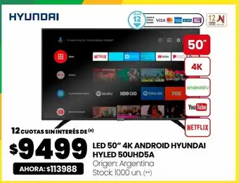 Changomas Tv led 50'' 4k hyundai oferta