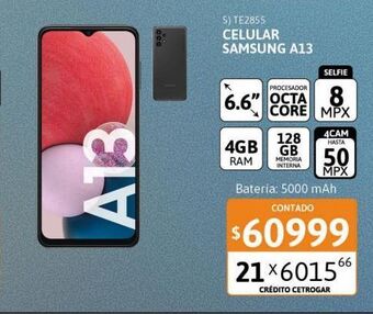 Cetrogar Celular samsung galaxy a13 128gb 6.6" 4g negro oferta
