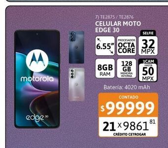 Cetrogar Celular motorola edge 30 6.55'' 8/128gb 32mp gris oferta