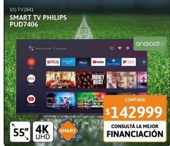 Cetrogar Smart tv 55" philips pud7406 4k smart uhd oferta