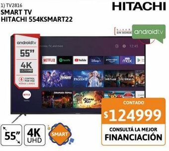 Cetrogar Smart tv 55" hitachi 55smart22 d 4k ultra hd oferta