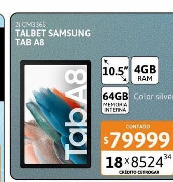 Cetrogar Tablet samsung galaxy tab a8 10.5'' 4-64gb silver oferta