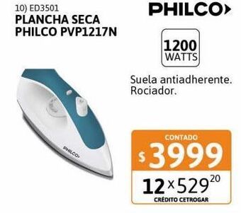 Cetrogar Plancha seca philco pvp1217n oferta