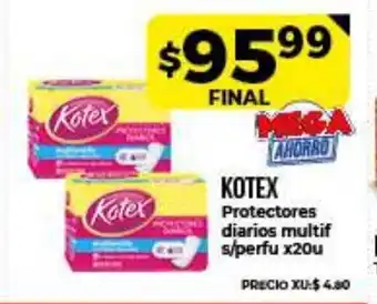 Supermayorista Vital Kotex Protectores diarios multif s/perfu x 20u oferta