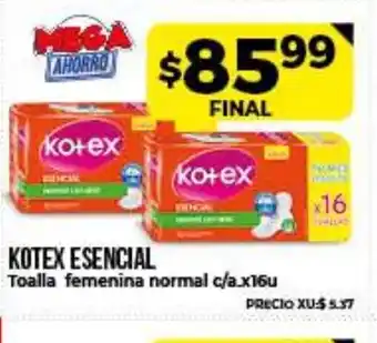 Supermayorista Vital Kotex Esencial Toalla femenina norma oferta