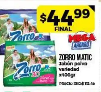 Supermayorista Vital Zorro Matic Jabón polvo variedad x 400gr oferta