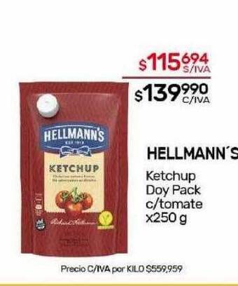 Nini Mayorista Hellmann's ketchup doy pack c-tomate oferta