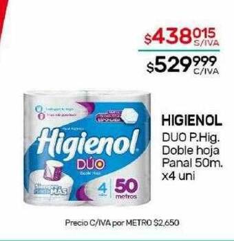 Nini Mayorista Higienol duo p hig doble hoja panal oferta