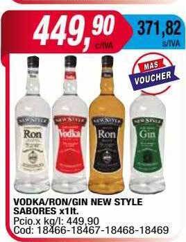 Maxiconsumo Vodka ron gin new style sabores oferta