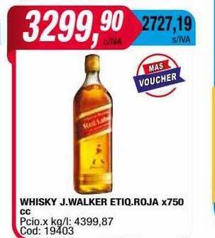 Maxiconsumo Whisky j. walker etiq. roja oferta