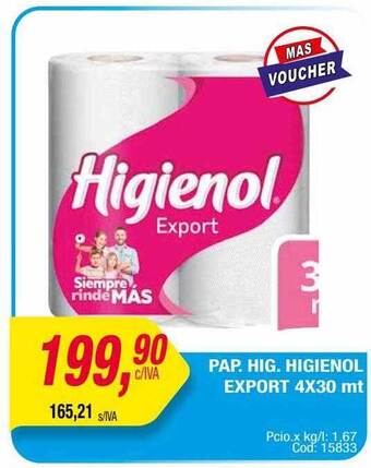 Maxiconsumo Pap. hig. higienol export oferta
