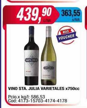 Maxiconsumo Vino sta. julia varietales oferta