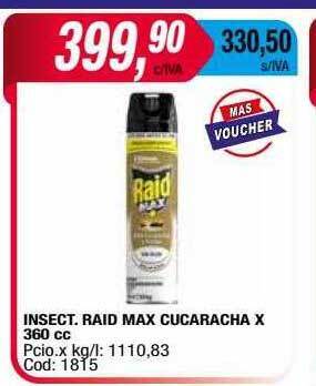 Maxiconsumo Insect. raid max cucaracha oferta