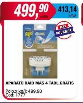 Maxiconsumo Aparato raid mas 4 tabl. gratis oferta