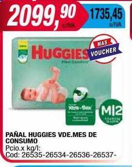Maxiconsumo Pañal huggies vde. mes de consumo oferta