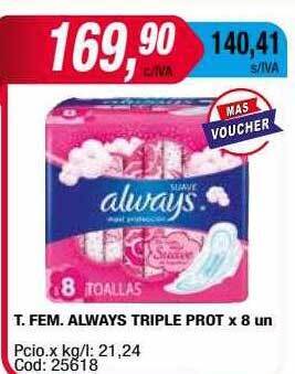 Maxiconsumo T. fem. always triple prot oferta