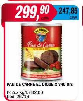 Maxiconsumo Pan de carne el dique oferta