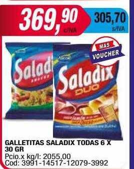 Maxiconsumo Galletitas saladix todas oferta