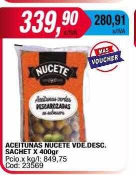 Maxiconsumo Aceitunas nucete vde. desc. sachet oferta